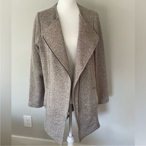Banana Republic Asymmetrical Zip Knit Tan Terry Sweater Jacket